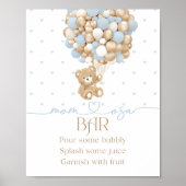 テディベアブルーバルーン男の赤ちゃんシャワー ポスター (正面)