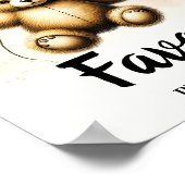 テディベアブルーバルーン誕生日好意サイン ポスター (角)