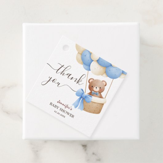 テディベアブルーバルーン |男の子の赤ちゃんシャワー フェイバータグ (インサイチュ)