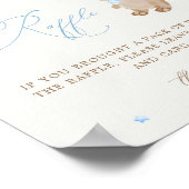 テディベアブルーベビーシャワーオムツラッフル ポスター (角)