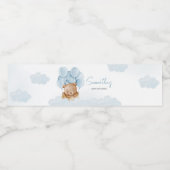 テディベアブルーホットエアバルーン ペットボトルラベル (シングルラベル)