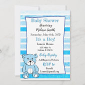 テディベアブルーボーイベビーシャワー招待状 招待状 (正面)