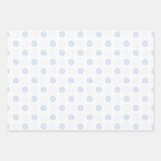 テディベアブルー水玉模様男の赤ちゃん ラッピングペーパーシート (正面3)