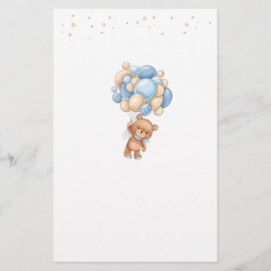 テディベアブルー風船がベビーゲームを描く (裏面)