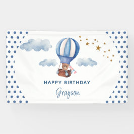 テディベアブルー1歳の誕生日おめでとう 横断幕