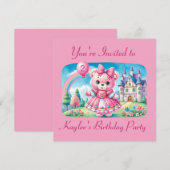 テディベアプリンセス 招待状 (正面/裏面)