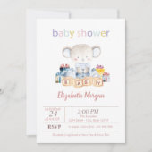 テディベアプレゼントドット赤ちゃんシャワー 招待状 (正面)