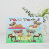 テディベアプールパーティの招待状 招待状 (スタンド正面)