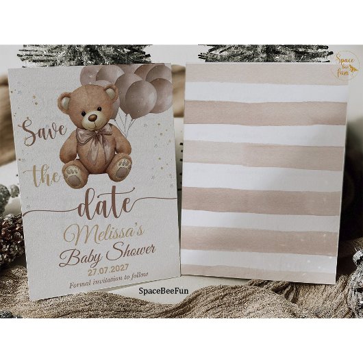 テディベアベイビーシャワーのお知らせ - 日程を控えてください 招待状