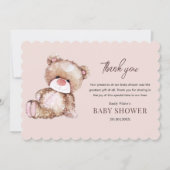テディベアベイビーシャワーのご招待 待ちきれない サンキューカード (正面)