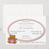 テディベアベイビーシャワーの招待状 招待状 (正面/裏面)