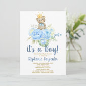 テディベアベイビーシャワーボーイ招待状 招待状 (スタンド正面)