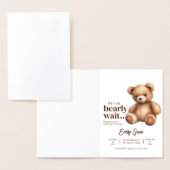 テディベアベイビーシャワー ウェイカンベアリウェイテッド ミニマル 箔カード (ディスプレー)