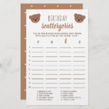 テディベアベビーお誕生日ケーキスキャッタゴリズゲーム