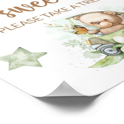 テディベアベビークマベビーは甘いごちそうを取る ポスター (角)