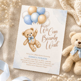 テディベアベビーシャワーおめでとう We Can Bearly Wait 招待状