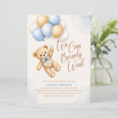 テディベアベビーシャワーおめでとう We Can Bearly Wait 招待状 (スタンド正面)