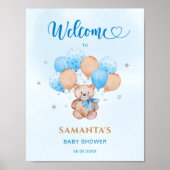 テディベアベビーシャワーのお出迎えポスター ポスター (正面)
