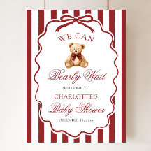 テディベアベビーシャワーのウェルカムサイン We Can Bearly Wait