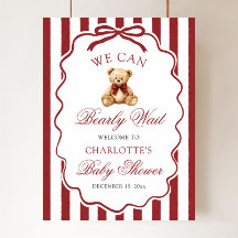 テディベアベビーシャワーのウェルカムサイン We Can Bearly Wait