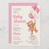 テディベアベビーシャワーガールスペインの招待状 招待状 (正面/裏面)