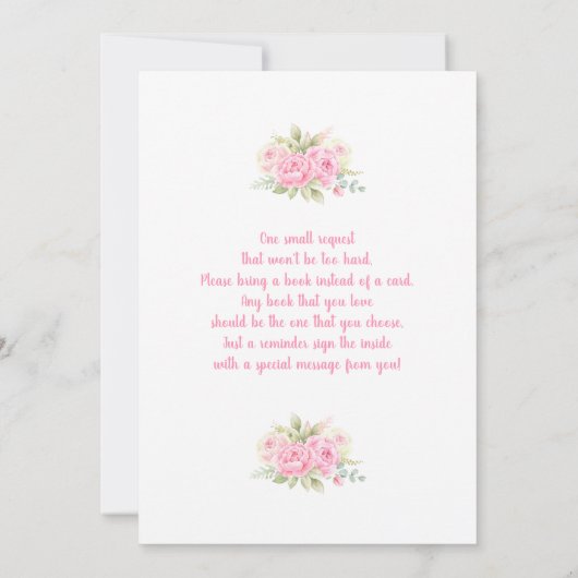 テディベアベビーシャワーガール招待状 招待状 (裏面)