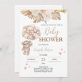 テディベアベビーシャワーガール招待状 招待状 (正面/裏面)