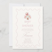 テディベアベビーシャワーテーマ招待状女子 招待状 (正面)