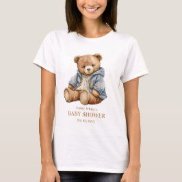 テディベアベビーシャワー招待状もう待てない Tシャツ