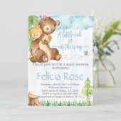 テディベアベビーシャワー招待状招待状ブルーボーイ 招待状 (スタンド正面)