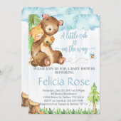 テディベアベビーシャワー招待状招待状ブルーボーイ 招待状 (正面/裏面)