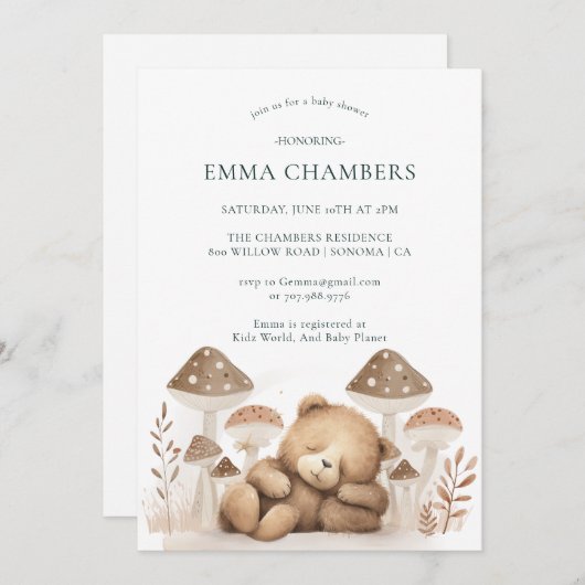 テディベアベビーシャワー招待状 招待状 (正面/裏面)