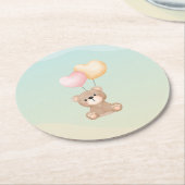 テディベアベビーシャワー紙コースター ラウンドペーパーコースター (アングル)