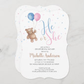 テディベアベビージェンダーリビールシャワー招待状 招待状 (正面/裏面)