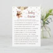 テディベアベビートリビア赤ちゃんシャワーゲームカード 招待状 (スタンド正面)