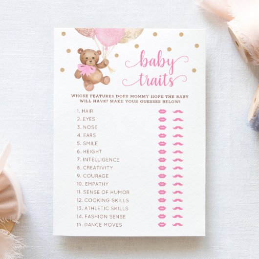 テディベアベビートレイトゲーム赤ちゃんシャワーカード 招待状