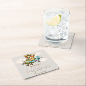 テディベアベビーパイロット飛行機ベビーシャワー スクエアペーパーコースター (インサイチュ)