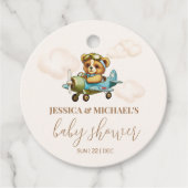 テディベアベビーパイロット飛行機ベビーシャワー フェイバータグ (正面)