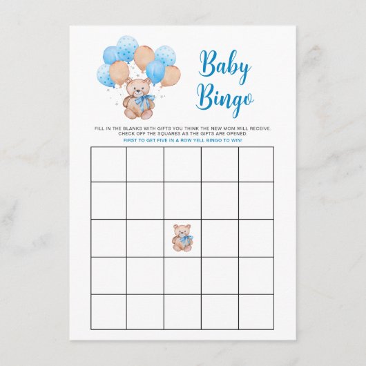 テディベアベビービンゴゲームカード エンクロージャーカード (正面)