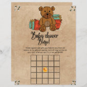 テディベアベビービンゴベビーシャワーゲーム (正面/裏面)