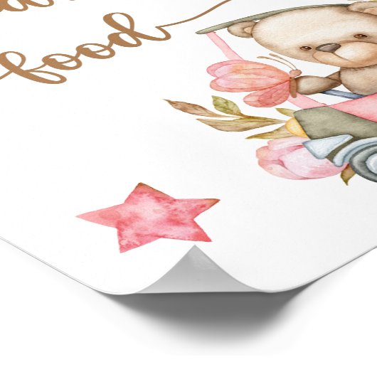 テディベアベビーベア「ベビー食べ物を推測」 ポスター (角)