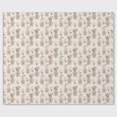 テディベアベビーベビーガールシャワー ラッピングペーパー (フラット)