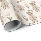 テディベアベビーベビーガールシャワー ラッピングペーパー (ロールコーナー)