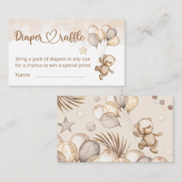 テディベアベビーベビーシャワーおむつラッフル エンクロージャーカード