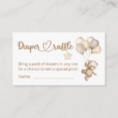 テディベアベビーベビーシャワーおむつラッフル エンクロージャーカード (正面)