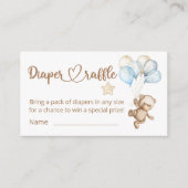 テディベアベビーベビーシャワーおむつラッフル エンクロージャーカード (正面)