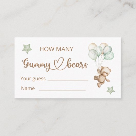 テディベアベビーベビーシャワーエンクロージャカード エンクロージャーカード (正面)