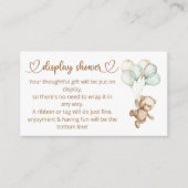 テディベアベビーベビーシャワーエンクロージャカード エンクロージャーカード (正面)