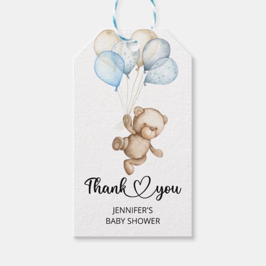 テディベアベビーベビーシャワーギフトラベル ギフトタグ (正面)