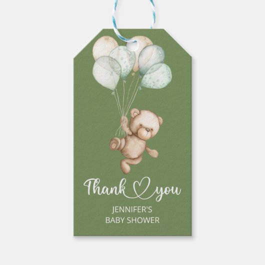 テディベアベビーベビーシャワーギフトラベル ギフトタグ (正面)